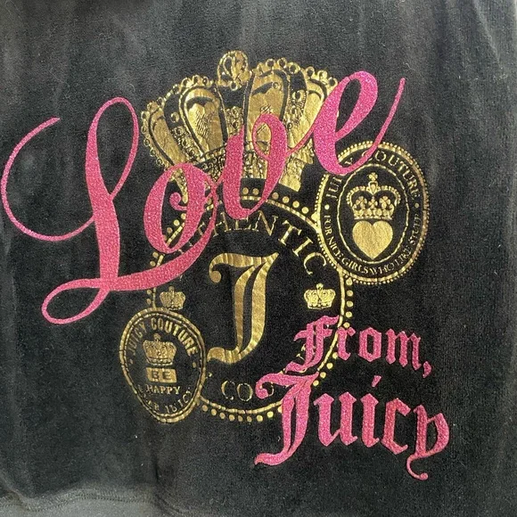 Juicy Couture 2012 velour Black full zip Hoodie with Pink glittery Logo - Picture 13 of 15